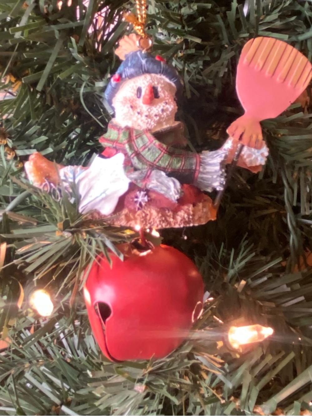 Vintage Ceramic Snowman Ornament Holiday Decor Christmas Tree Ornament Rustic